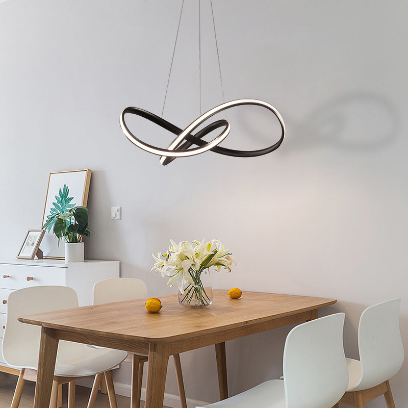 Modern Metal LED Chandelier for Dining Room - Seamless Curve Pendant Light
