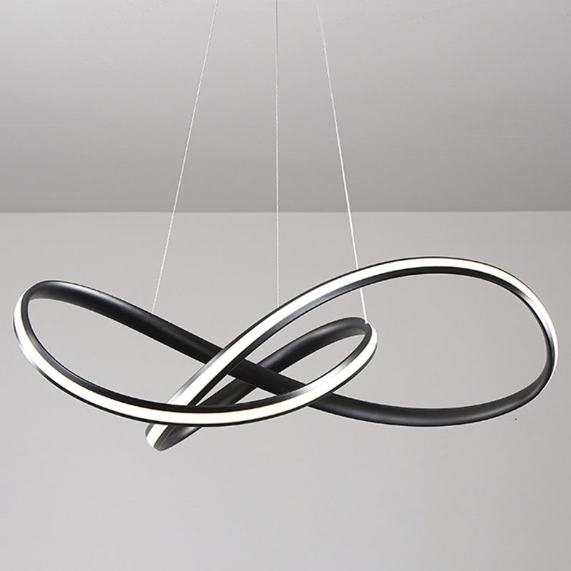 Modern Metal Led Chandelier With Seamless Curve Design For Dining Room Pendant Lighting Black / 19.5