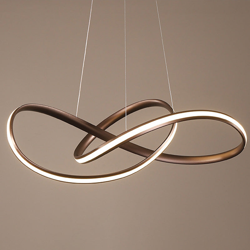 Modern Metal Led Chandelier With Seamless Curve Design For Dining Room Pendant Lighting Coffee /
