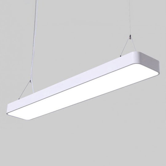 Rectangle Metal Led Pendant Light With Acrylic Diffuser For Office White / 23.5