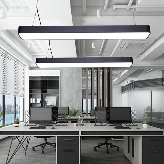 Rectangle Metal Led Pendant Light With Acrylic Diffuser For Office
