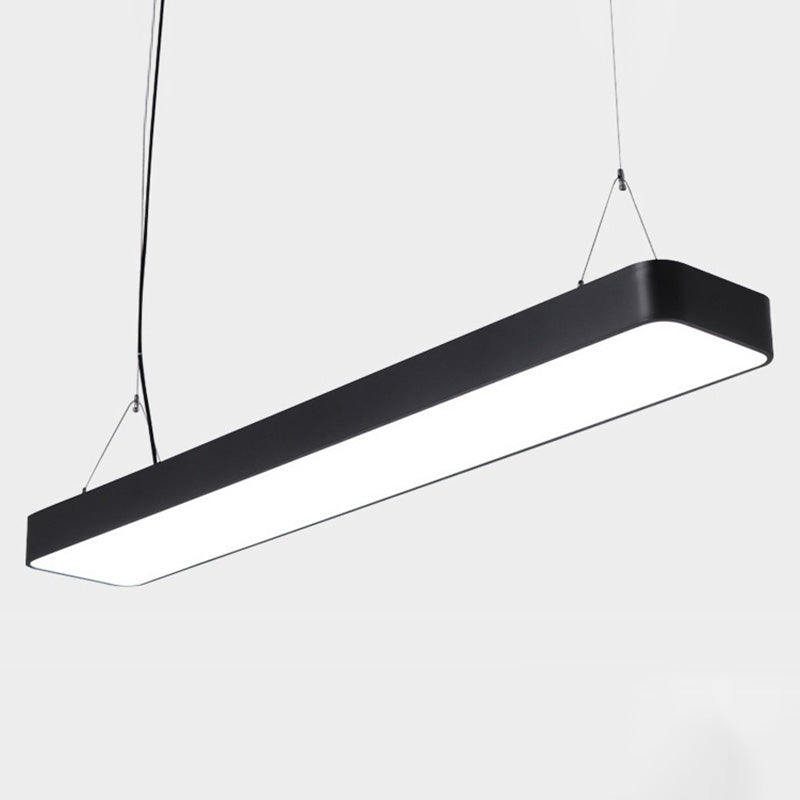 Rectangle Metal Led Pendant Light With Acrylic Diffuser For Office Black / 23.5