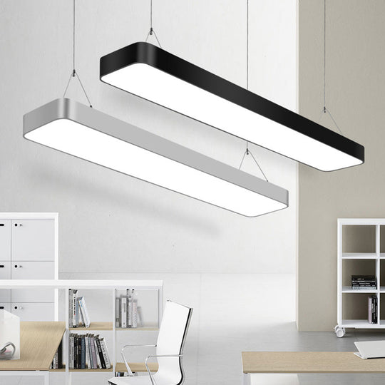 Modern Rectangle LED Pendant Light for Offices with Acrylic Diffuser