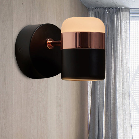 Modern Led Rotatable Wall Sconce Light For Bedroom - Black/White Black