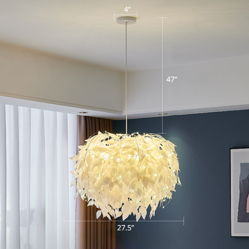 Sleek Nordic Fabric Pendant Light: White Domed Suspension For Living Room