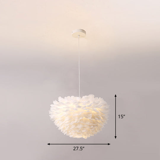 Sleek Nordic Fabric Pendant Light: White Domed Suspension For Living Room