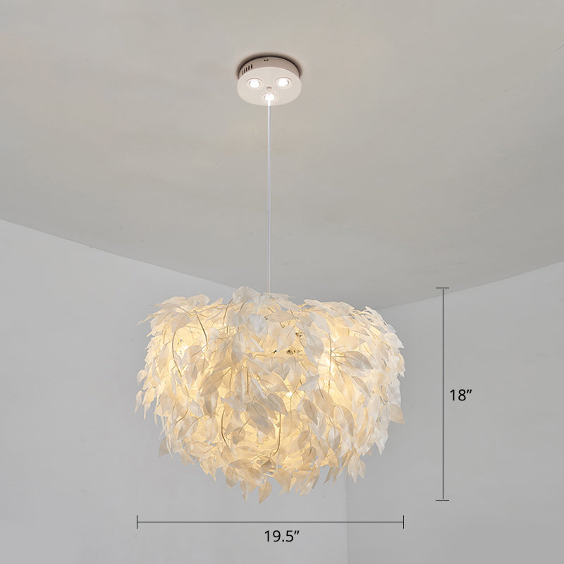 White Nordic Fabric Suspended Pendant Light for Living Room