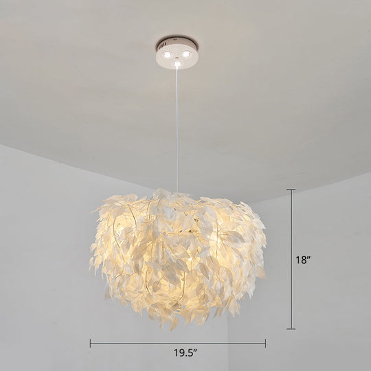 White Nordic Fabric Suspended Pendant Light for Living Room