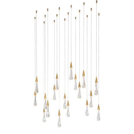 Clear Crystal Glass Suspension Pendant Light In Gold - Decorative Waterdrop Design Perfect For
