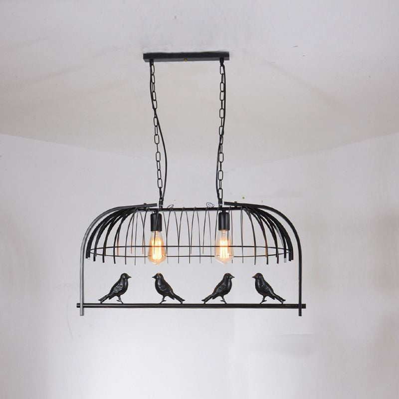 Farmhouse Metal Black Finish Birdcage Kitchen Island Suspension Light Fixture 2 /
