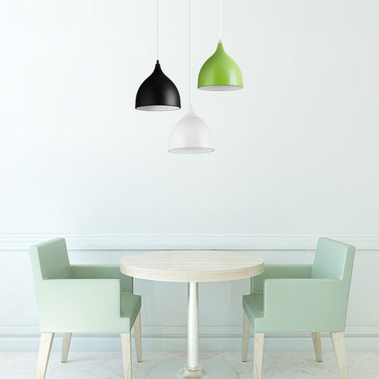 Aluminum Droplet Restaurant Pendant Light - 1 Head Macaron Stylish Lamp