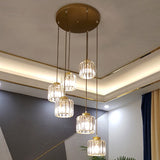 Contemporary Prismatic Crystal Pendant Cluster Light For Stairs