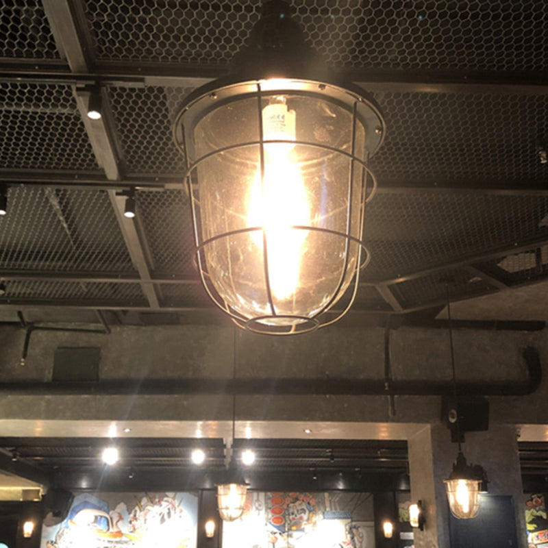 Steampunk Style Silver Cage Pendant Light With Metal Finish - Pub Ceiling Fixture 1 Bulb