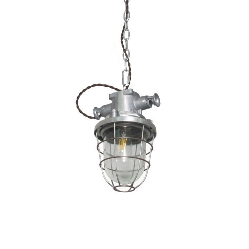 Steampunk Style Silver Cage Pendant Light With Metal Finish - Pub Ceiling Fixture 1 Bulb / With