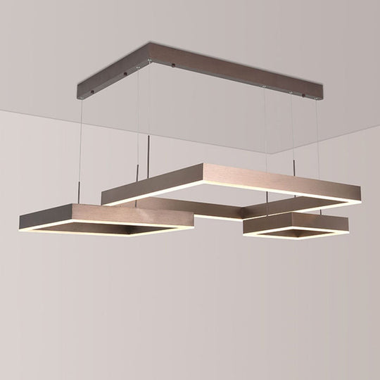Modern Square Acrylic LED Chandelier - Coffee Finish Pendant Ceiling Light
