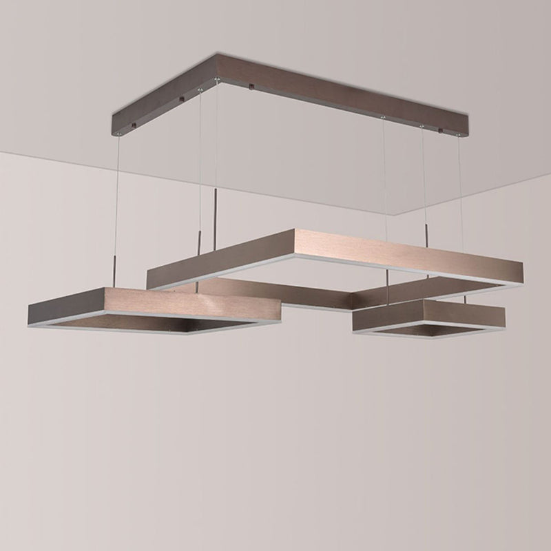 Modern Square Acrylic LED Chandelier - Coffee Finish Pendant Ceiling Light