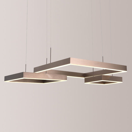 Modern Square Acrylic Pendant Ceiling Light With Led Coffee Chandelier / 3 Tiers Natural