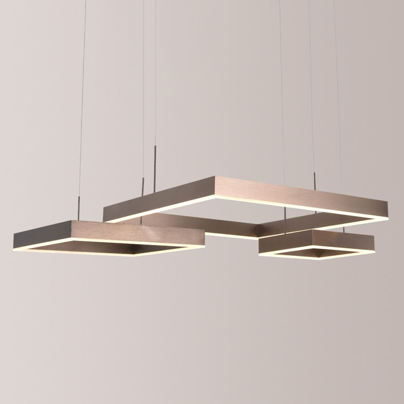 Modern Square Acrylic Pendant Ceiling Light With Led Coffee Chandelier