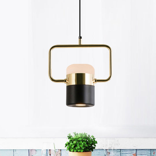 Margaret - Modern Black/White Cylinder Pendant Lamp Led Steel And Glass Hanging Lighting With