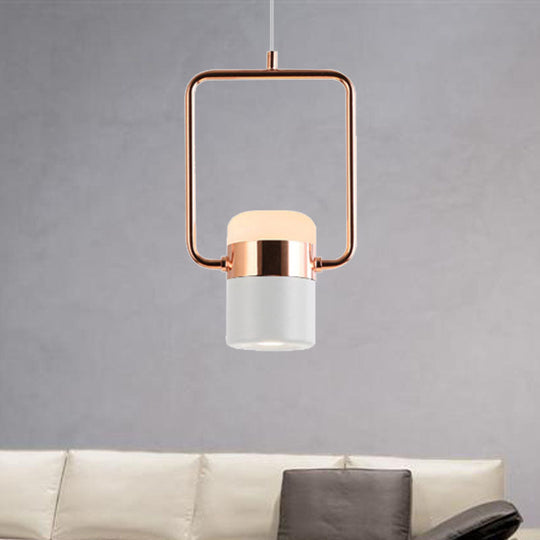 Margaret - Modern Black/White Cylinder Pendant Lamp Modern LED Steel and Glass Hanging Lighting with Rounded Edged Vertical/Horizontal Rectangle
