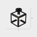 Industrial Metal Flush Ceiling Light Fixture - Cage Style Small Aisle 1 Head Black Flushmount