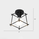 Industrial Metal Flush Ceiling Light Fixture - Cage Style Small Aisle 1 Head Black Flushmount