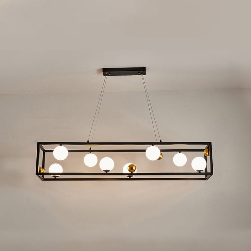 Metal Pendant Light With Milk Glass Shade For Industrial Dining Rooms 8 / Black