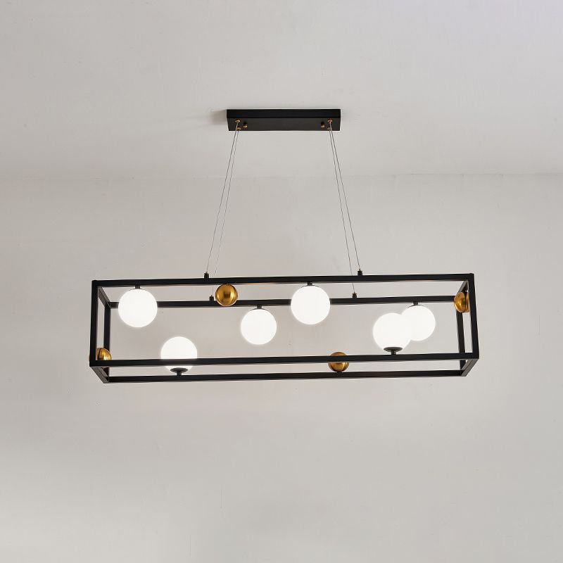 Metal Pendant Light With Milk Glass Shade For Industrial Dining Rooms 6 / Black