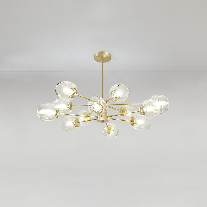 Gold Finish Dimpled Glass Cup Chandelier - Postmodern Hanging Lamp For Living Room 12 /