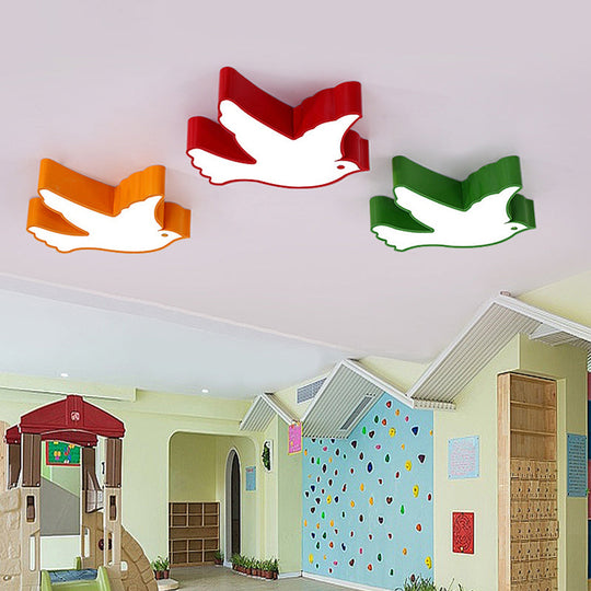 Nursery Room Delight: Led Cartoon Acrylic Bird Shaped Flush Mount Ceiling Light Red / 19 White
