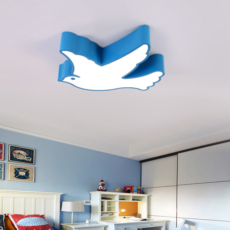 Nursery Room Delight: LED Cartoon Acrylic Bird Shaped Flush Mount Ceiling Light