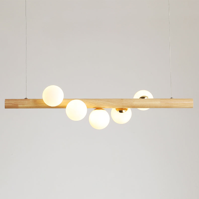 Minimalistic Milk Glass Suspension Light: Elegant Jewelry Pendant For Dining Room 5 / Wood
