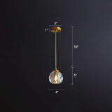 Gold Crystal Pendant Lamp: Simple & Elegant Ceiling Light For Bedside Or Any Room - 1 Clear-Cut Bulb