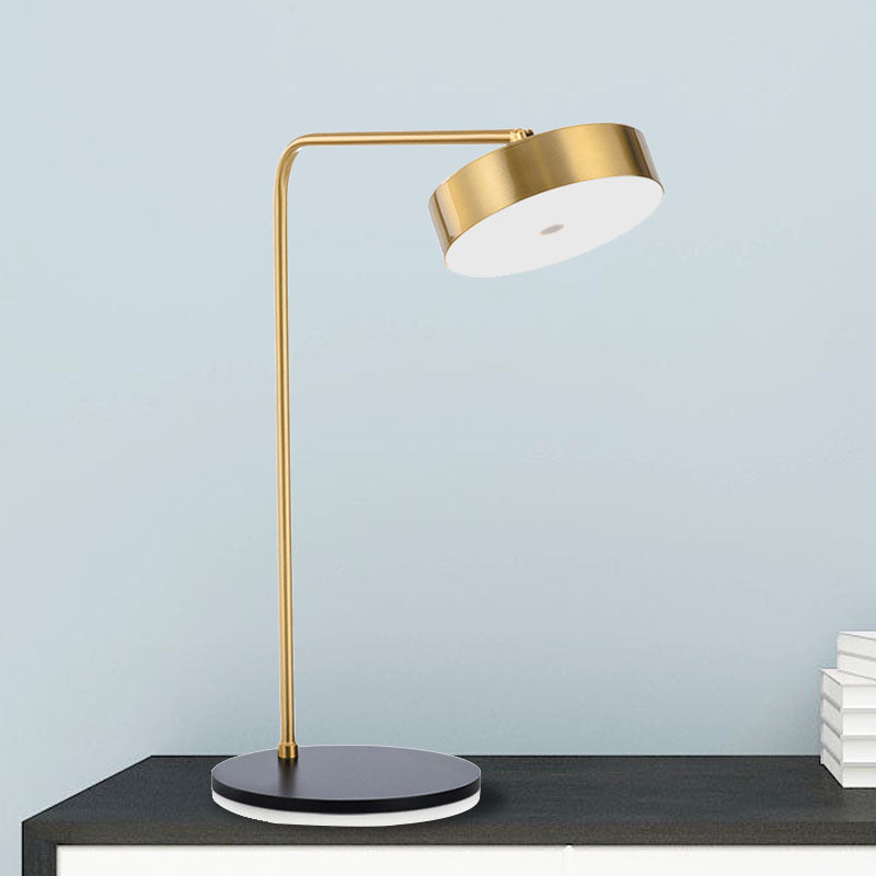 Contemporary Round Shade Desk Lamp - Metallic 1-Light Black/Gold Lighting For Bedroom Gold / B