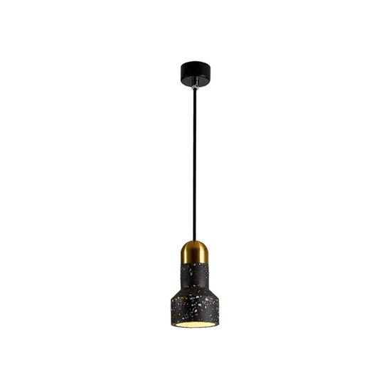 Nordic Terrazzo Ceiling Pendant Lamp With Down Lighting For Living Room Black