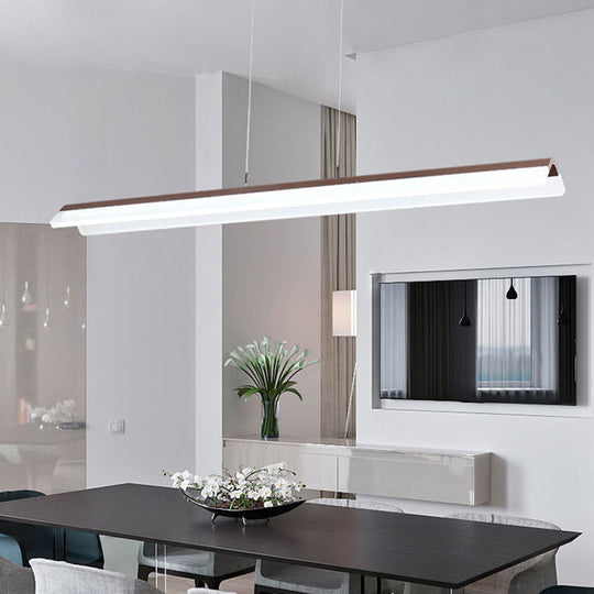Modern Led Acrylic Coffee Linear Pendant Light Fixture For Dining Room