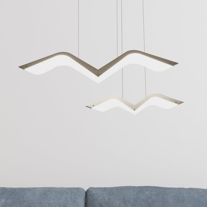 Seagull Multi Light Pendant: Sleek Acrylic Shade Led Hanging Lamp In White (2/3/4/5 Seater)