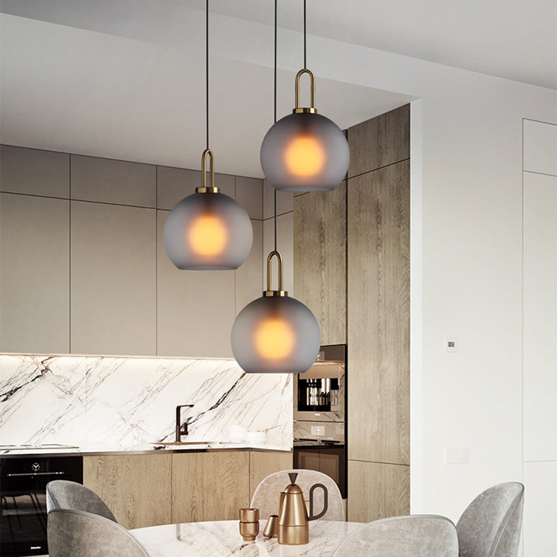 Minimalist Dining Room Pendant Light With Globe Glass Shade - 1 Head Ceiling Fixture Smoke Gray / 12