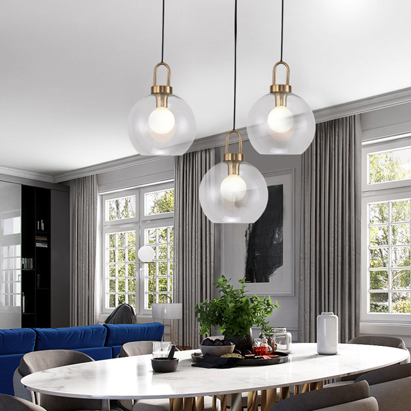 Minimalist Dining Room Pendant Light With Globe Glass Shade - 1 Head Ceiling Fixture Clear / 12