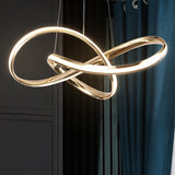 Aluminum Twist Chandelier With Led Artistic Gold Light For Dining Room Ceiling