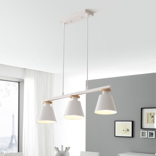 Metal 3-Light Island Pendant For Dining Room: Trifle Cup Design With Macaron Colors