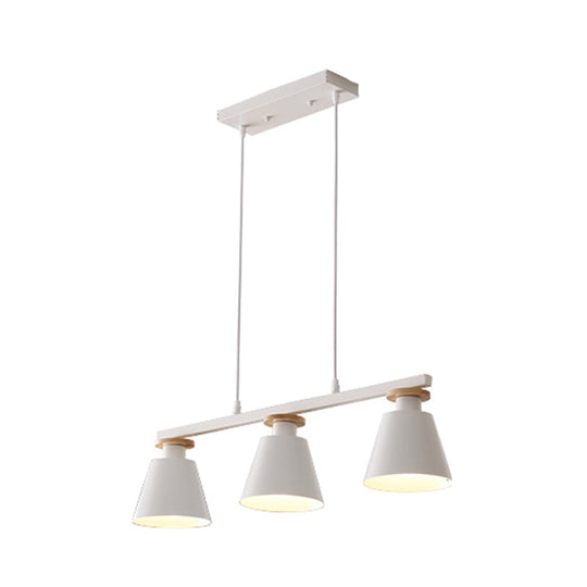 Metal 3-Light Island Pendant For Dining Room: Trifle Cup Design With Macaron Colors White