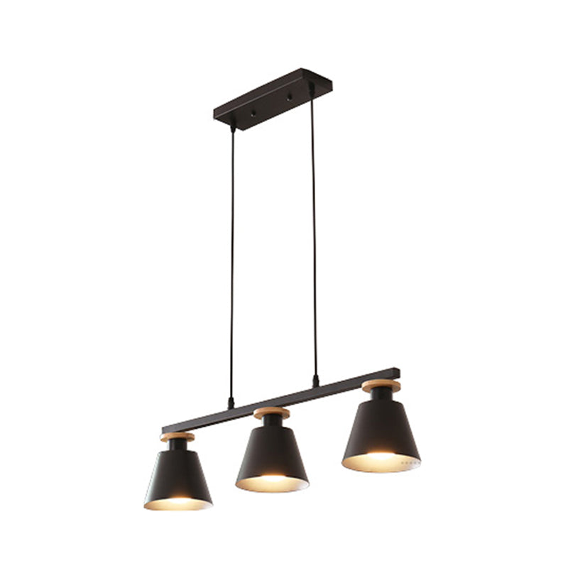 Metal 3-Light Island Pendant For Dining Room: Trifle Cup Design With Macaron Colors Black
