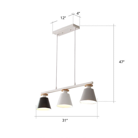 Metal 3-Light Island Pendant For Dining Room: Trifle Cup Design With Macaron Colors