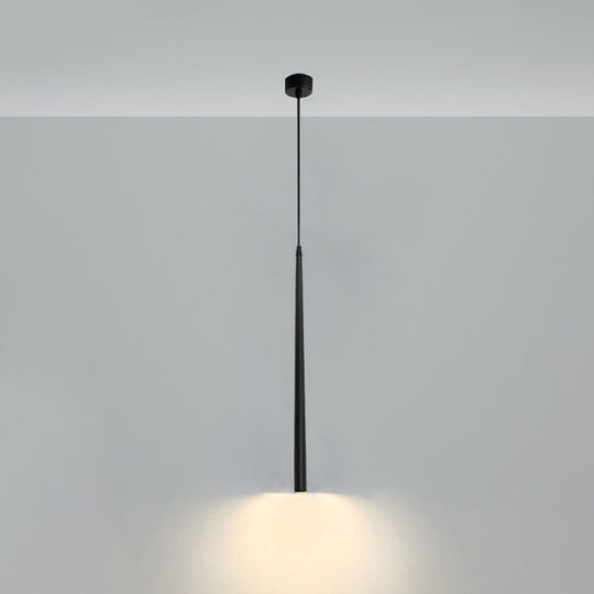 Minimalistic Tube design LED Hanging Lamp for Bedside Suspension Pendant Light in Black