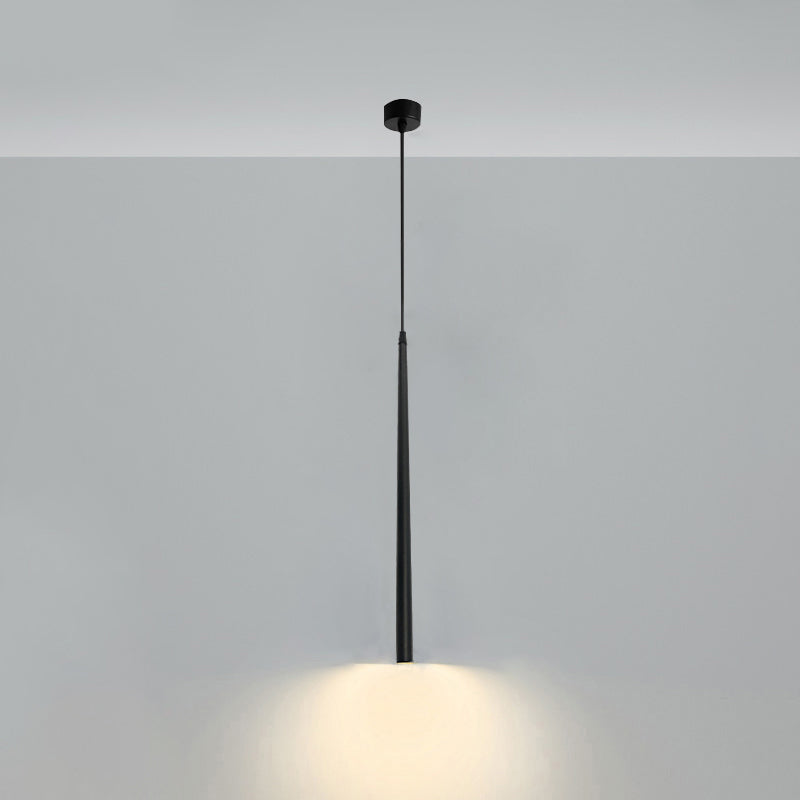 Minimalistic Tube Design Led Hanging Lamp For Bedside Suspension Pendant Light In Black / High Waist