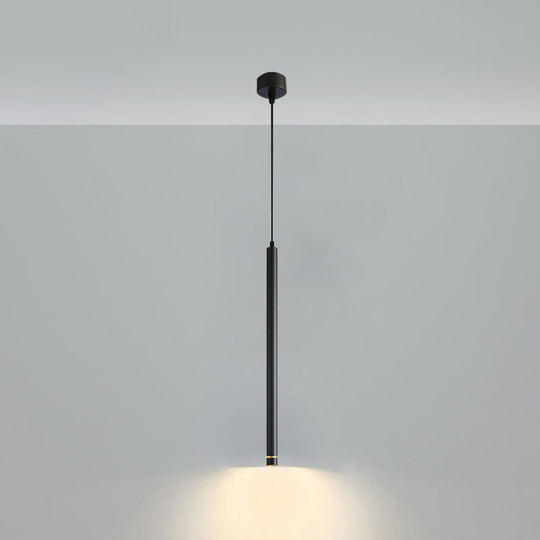 Minimalistic Tube Design Led Hanging Lamp For Bedside Suspension Pendant Light In Black / Lighting