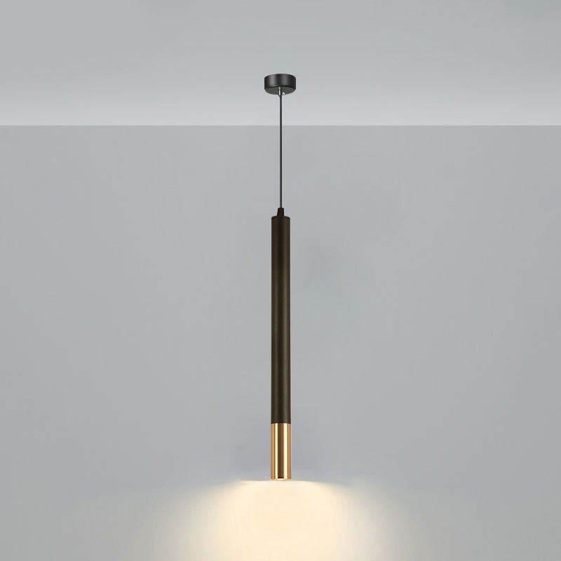 Minimalistic Tube Design Led Hanging Lamp For Bedside Suspension Pendant Light In Black / Long Cone