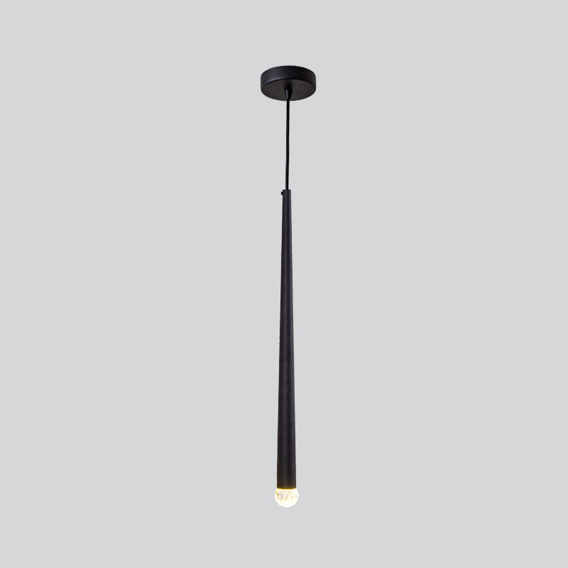 Minimalistic Tube Design Led Hanging Lamp For Bedside Suspension Pendant Light In Black / Crystal