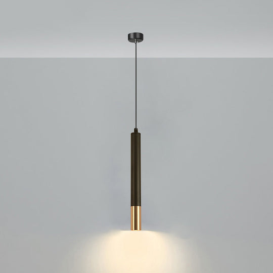 Minimalistic Tube Design Led Hanging Lamp For Bedside Suspension Pendant Light In Black / Geometric